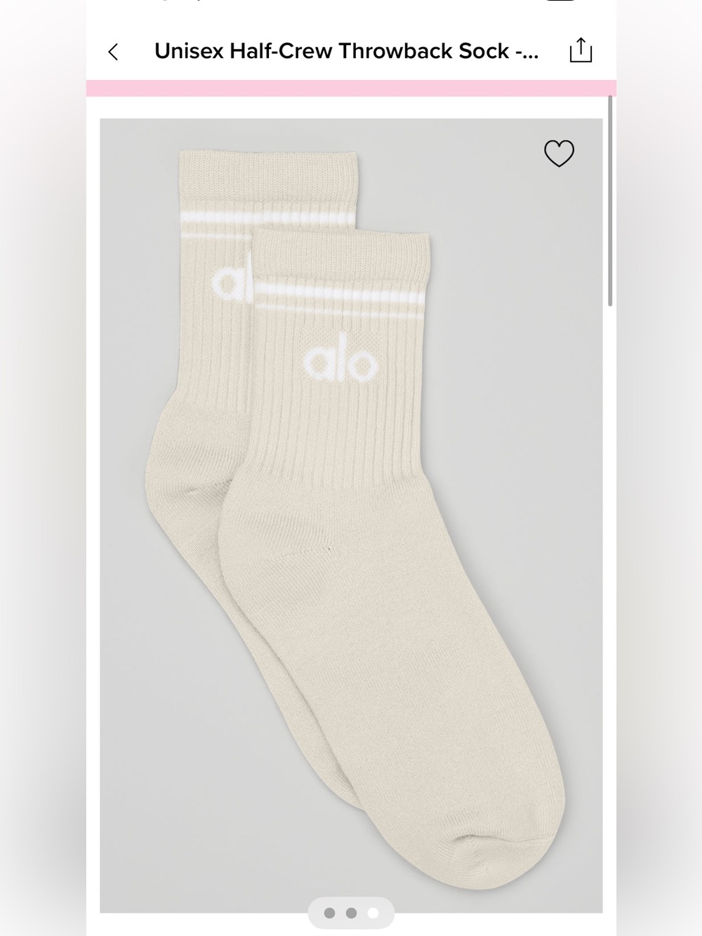 ALO Yoga Half Crew Socks - Bone with White Logo